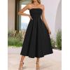 ZESICA Women’s Summer Strapless Cocktail Dresses 2026 Elegant Off Shoulder Flowy A Line Wedding Guest Party Midi Dress(Black)