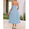 ZESICA Women’s Summer Strapless Cocktail Dresses 2026 Elegant Off Shoulder Flowy A Line Wedding Guest Party Midi Dress(Blue)