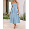 ZESICA Women’s Summer Strapless Cocktail Dresses 2026 Elegant Off Shoulder Flowy A Line Wedding Guest Party Midi Dress(Blue)
