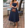 ZESICA Women’s Summer Strapless Cocktail Dresses 2026 Elegant Off Shoulder Flowy A Line Wedding Guest Party Midi Dress(Navy)