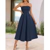 ZESICA Women’s Summer Strapless Cocktail Dresses 2026 Elegant Off Shoulder Flowy A Line Wedding Guest Party Midi Dress(Navy)
