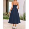 ZESICA Women’s Summer Strapless Cocktail Dresses 2026 Elegant Off Shoulder Flowy A Line Wedding Guest Party Midi Dress(Navy)