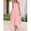 ZESICA Women’s Summer Strapless Cocktail Dresses 2026 Elegant Off Shoulder Flowy A Line Wedding Guest Party Midi Dress(Pink)