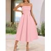 ZESICA Women’s Summer Strapless Cocktail Dresses 2026 Elegant Off Shoulder Flowy A Line Wedding Guest Party Midi Dress(Pink)