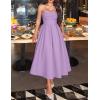 ZESICA Women’s Summer Strapless Cocktail Dresses 2026 Elegant Off Shoulder Flowy A Line Wedding Guest Party Midi Dress(Purple)