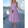 ZESICA Women’s Summer Strapless Cocktail Dresses 2026 Elegant Off Shoulder Flowy A Line Wedding Guest Party Midi Dress(Purple)