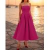 ZESICA Women’s Summer Strapless Cocktail Dresses 2026 Elegant Off Shoulder Flowy A Line Wedding Guest Party Midi Dress(Rose)