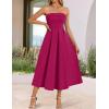ZESICA Women’s Summer Strapless Cocktail Dresses 2026 Elegant Off Shoulder Flowy A Line Wedding Guest Party Midi Dress(Rose)