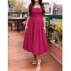 ZESICA Women’s Summer Strapless Cocktail Dresses 2026 Elegant Off Shoulder Flowy A Line Wedding Guest Party Midi Dress(Rose)