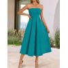 ZESICA Women’s Summer Strapless Cocktail Dresses 2026 Elegant Off Shoulder Flowy A Line Wedding Guest Party Midi Dress(Teal)