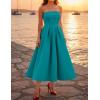 ZESICA Women’s Summer Strapless Cocktail Dresses 2026 Elegant Off Shoulder Flowy A Line Wedding Guest Party Midi Dress(Teal)