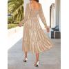 ZESICA Women’s Velvet Long Sleeve Dresses 2026 Winter Square Neck Smocked Ruffle A Line Flowy Cocktail Party Midi Dress(Champagne)