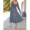 ZESICA Women’s Velvet Long Sleeve Dresses 2026 Winter Square Neck Smocked Ruffle A Line Flowy Cocktail Party Midi Dress(Dusty Blue)