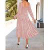 ZESICA Women’s Velvet Long Sleeve Dresses 2026 Winter Square Neck Smocked Ruffle A Line Flowy Cocktail Party Midi Dress(Pink)