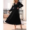 ZESICA Women’s Velvet Midi Dress 2026 Casual V Neck Long Sleeve Solid Color Elastic High Waist Flowy Evening Party Dresses(Black)
