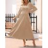 ZESICA Women’s Velvet Midi Dress 2026 Casual V Neck Long Sleeve Solid Color Elastic High Waist Flowy Evening Party Dresses(Champagne)