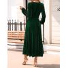 ZESICA Women’s Velvet Midi Dress 2026 Casual V Neck Long Sleeve Solid Color Elastic High Waist Flowy Evening Party Dresses(Green)