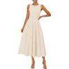 ZESICA Women’s 2026 Summer Sleeveless Midi Dresses Crewneck A Line Elegant Cocktail Party Flowy Long Dress(Apricot)
