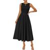 ZESICA Women’s 2026 Summer Sleeveless Midi Dresses Crewneck A Line Elegant Cocktail Party Flowy Long Dress(Black)