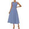 ZESICA Women’s 2026 Summer Sleeveless Midi Dresses Crewneck A Line Elegant Cocktail Party Flowy Long Dress(Dusty Blue)