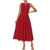 ZESICA Women’s 2026 Summer Sleeveless Midi Dresses Crewneck A Line Elegant Cocktail Party Flowy Long Dress(Red)