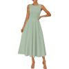 ZESICA Women’s 2026 Summer Sleeveless Midi Dresses Crewneck A Line Elegant Cocktail Party Flowy Long Dress(Sage)