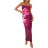 ZESICA Women’s Summer Bodycon Maxi Dresses 2026 Floral Spaghetti Strap Square Neck Sleeveless Boho Beach Long Dresses(Purple Red)