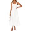 ZESICA Women’s Summer Sleeveless Floral Maxi Dresses 2026 Halter Neck Wedding Guest Cocktail Party Flowy A Line Long Dress(White)