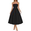 ZESICA Women’s Summer Strapless Cocktail Dresses 2026 Elegant Off Shoulder Flowy A Line Wedding Guest Party Midi Dress(Black)