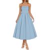 ZESICA Women’s Summer Strapless Cocktail Dresses 2026 Elegant Off Shoulder Flowy A Line Wedding Guest Party Midi Dress(Blue)