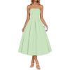 ZESICA Women’s Summer Strapless Cocktail Dresses 2026 Elegant Off Shoulder Flowy A Line Wedding Guest Party Midi Dress(Lightgreen)
