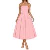 ZESICA Women’s Summer Strapless Cocktail Dresses 2026 Elegant Off Shoulder Flowy A Line Wedding Guest Party Midi Dress(Pink)