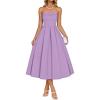 ZESICA Women’s Summer Strapless Cocktail Dresses 2026 Elegant Off Shoulder Flowy A Line Wedding Guest Party Midi Dress(Purple)