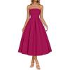 ZESICA Women’s Summer Strapless Cocktail Dresses 2026 Elegant Off Shoulder Flowy A Line Wedding Guest Party Midi Dress(Rose)
