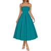 ZESICA Women’s Summer Strapless Cocktail Dresses 2026 Elegant Off Shoulder Flowy A Line Wedding Guest Party Midi Dress(Teal)