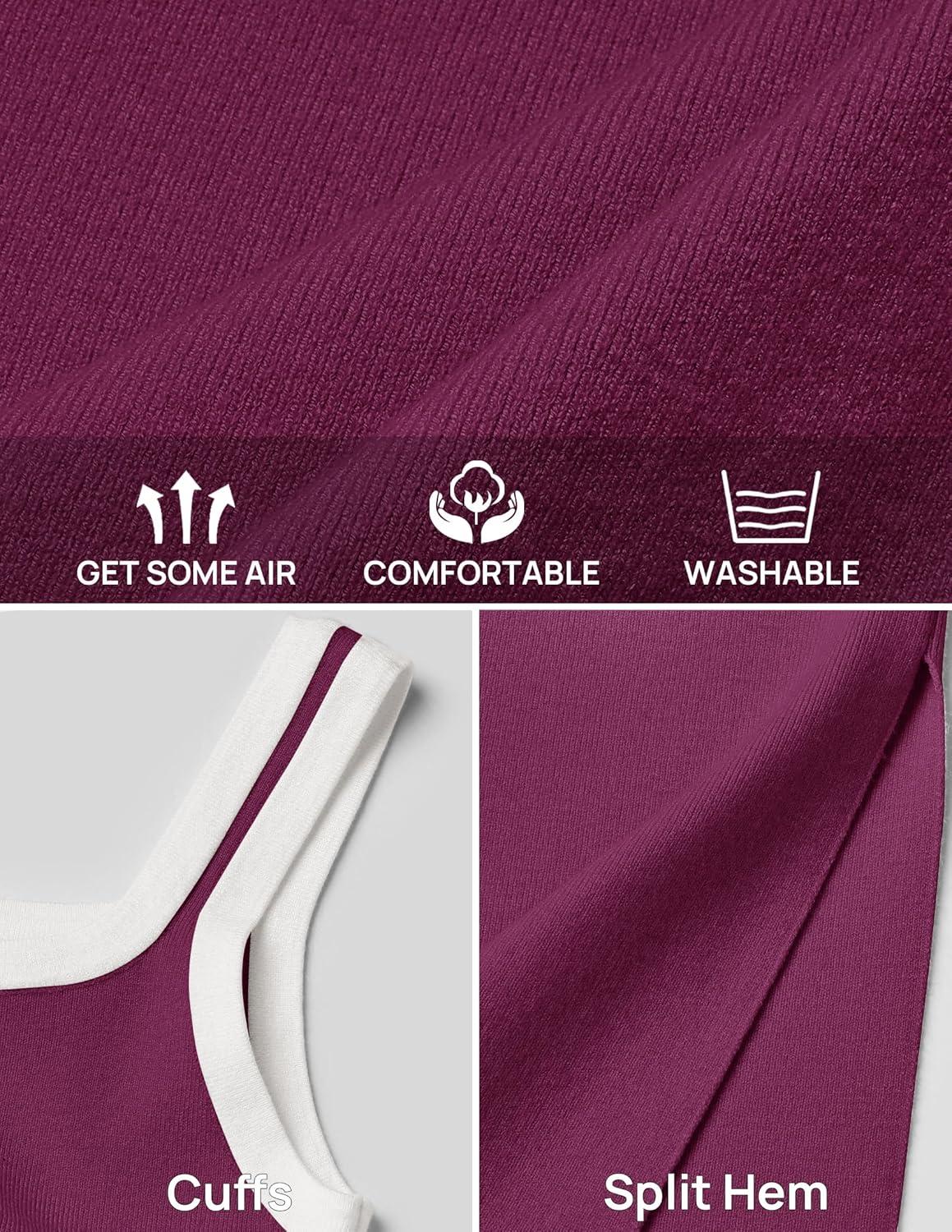 imageZESICA Womens 2026 Summer Bodycon Midi Dress Casual Sleeveless Square Neck Side Slit Knit Beach Vacation Long DressesFuchsia