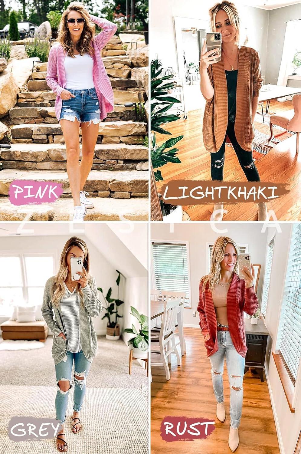 imageZESICA Womens Fall Winter 2026 Long Sleeve Open Front Casual Lightweight Soft Knit Cardigan Sweater OuterwearViolet
