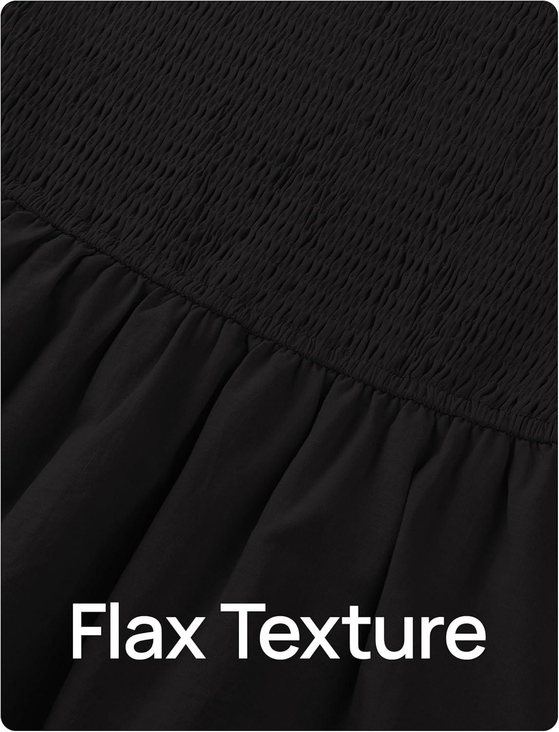imageZESICA Womens Summer Boho Strapless Maxi Dress 2026 Casual Sleeveless Off Shoulder Smocked Tiered Beach Long SundressBlack