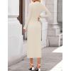 ZESICA Womens 2026 Fall Long Sleeve Mock Neck Bodycon Midi Dress Ruched Knit Elegant Party Cocktail Formal Dresses(Apricot)