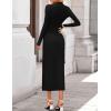 ZESICA Womens 2026 Fall Long Sleeve Mock Neck Bodycon Midi Dress Ruched Knit Elegant Party Cocktail Formal Dresses(Black)