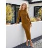 ZESICA Womens 2026 Fall Long Sleeve Mock Neck Bodycon Midi Dress Ruched Knit Elegant Party Cocktail Formal Dresses(Brown)
