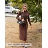 ZESICA Womens 2026 Fall Long Sleeve Mock Neck Bodycon Midi Dress Ruched Knit Elegant Party Cocktail Formal Dresses(Coffee)