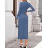 ZESICA Womens 2026 Fall Long Sleeve Mock Neck Bodycon Midi Dress Ruched Knit Elegant Party Cocktail Formal Dresses(Dustyblue)