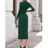 ZESICA Womens 2026 Fall Long Sleeve Mock Neck Bodycon Midi Dress Ruched Knit Elegant Party Cocktail Formal Dresses(Green)