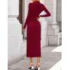 ZESICA Womens 2026 Fall Long Sleeve Mock Neck Bodycon Midi Dress Ruched Knit Elegant Party Cocktail Formal Dresses(Red)