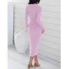 ZESICA Women’s 2026 Ribbed Knit Dress Long Sleeve Mock Neck Slim Fit Side Slit Fall Elegant Sweater Dresses(Purple)