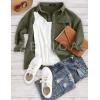ZESICA Women’s 2026 Spring Casual Long Sleeve Button Down Loose Lightweight Shacket Shirt Jacket Coat Outerwear with Pockets(Armygreen)