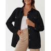 ZESICA Women’s 2026 Spring Casual Long Sleeve Button Down Loose Lightweight Shacket Shirt Jacket Coat Outerwear with Pockets(Black)