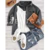 ZESICA Women’s 2026 Spring Casual Long Sleeve Button Down Loose Lightweight Shacket Shirt Jacket Coat Outerwear with Pockets(Darkgrey)