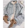 ZESICA Women’s 2026 Spring Casual Long Sleeve Button Down Loose Lightweight Shacket Shirt Jacket Coat Outerwear with Pockets(Lightgrey)